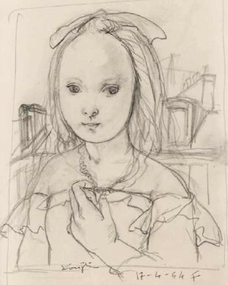 Jeune fille tenant son médaillon by Leonard Tsuguharu Foujita