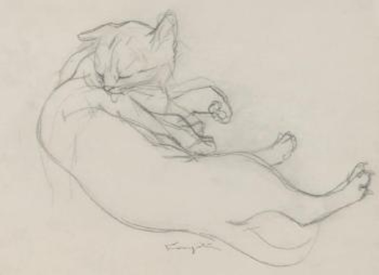 Chat faisant sa toilette by Leonard Tsuguharu Foujita