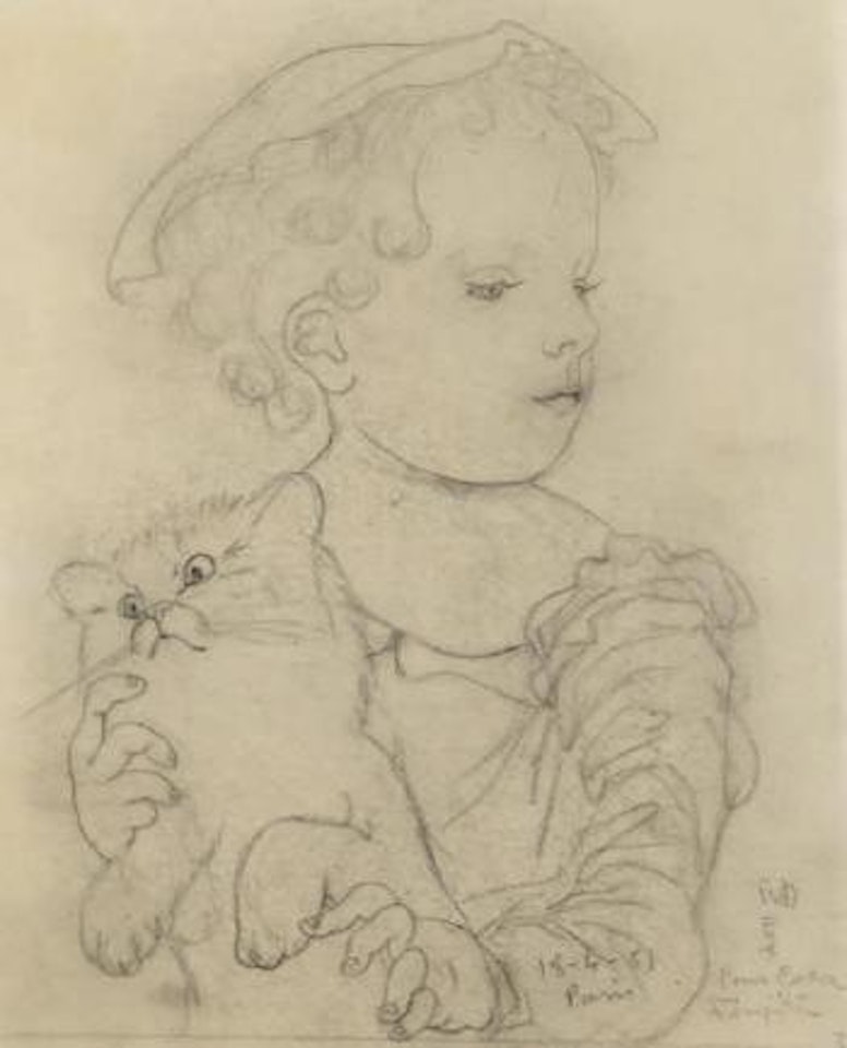 Jeune élégante et son chat by Leonard Tsuguharu Foujita