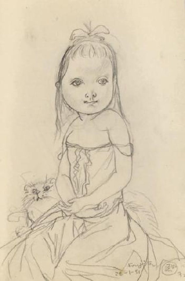 Fillette au chat by Leonard Tsuguharu Foujita