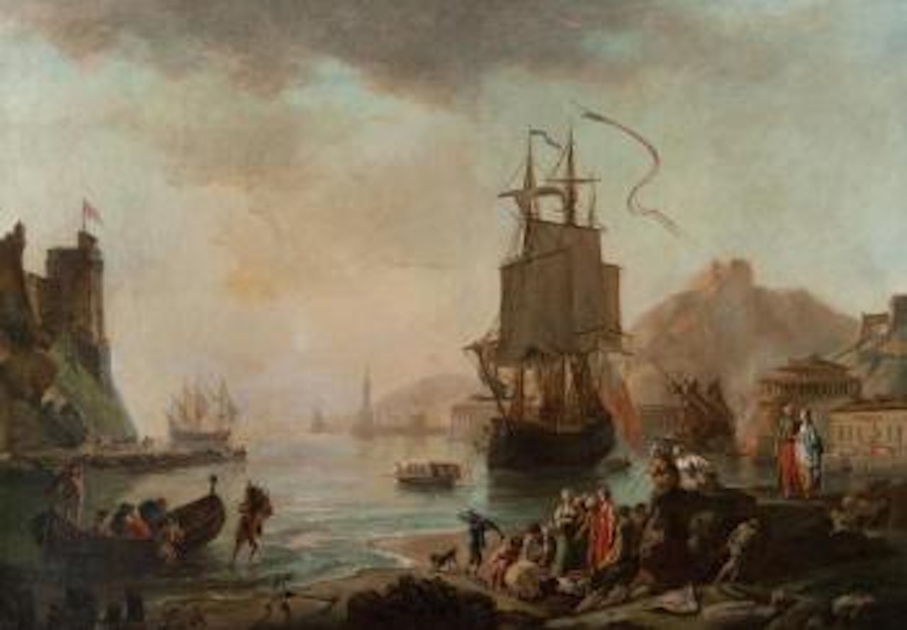 Le coucher du soleil: retour de la pêche by Claude Joseph Vernet