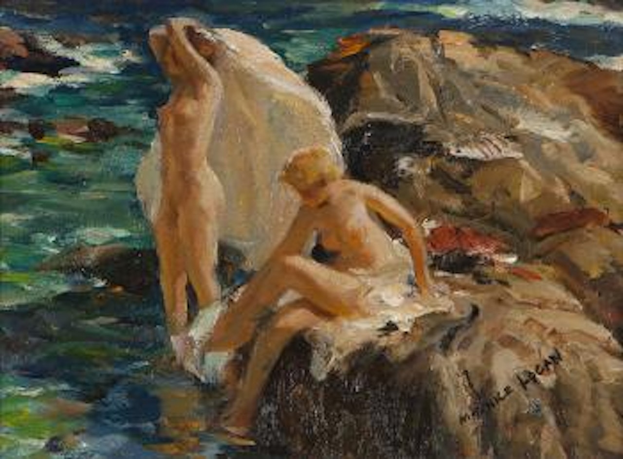 Nudes at the seashore by Maurice Logan