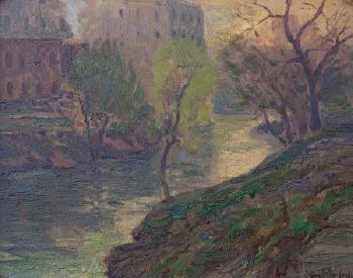 Early Morning on the San Antonio River at Mill Bridge by Julian Onderdonk