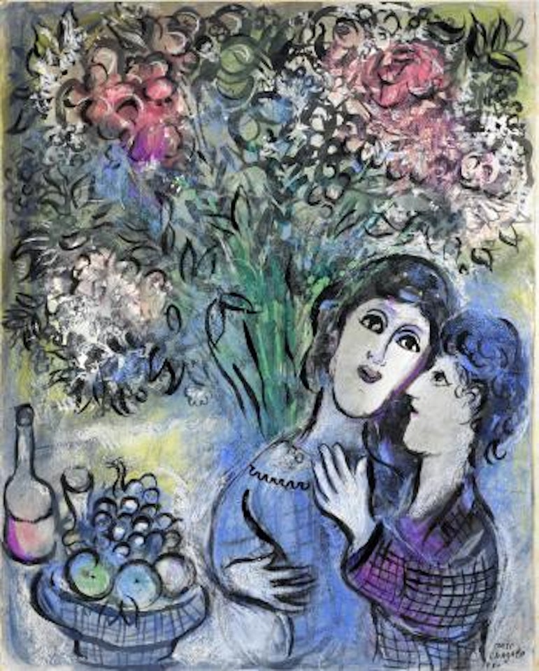 Les amoureux aux fruits ou Deux têtes by Marc Chagall