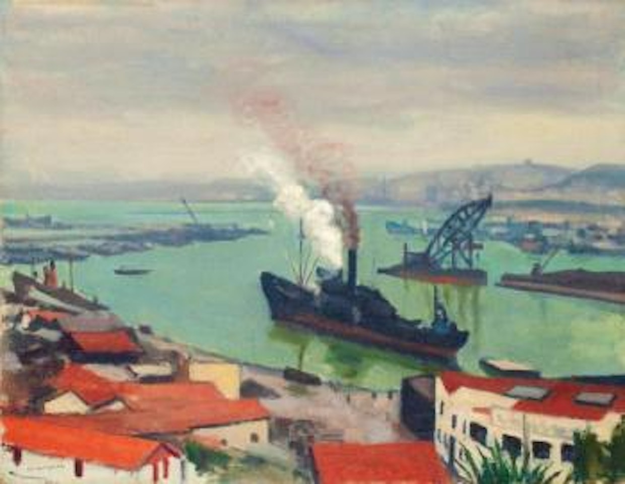 Cargo sortant du port by Albert Marque