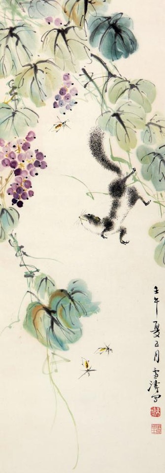 Squirrel And Grapes by Wang Xuetao