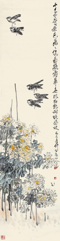 Birds And Chrysanthemum by Wang Zhen