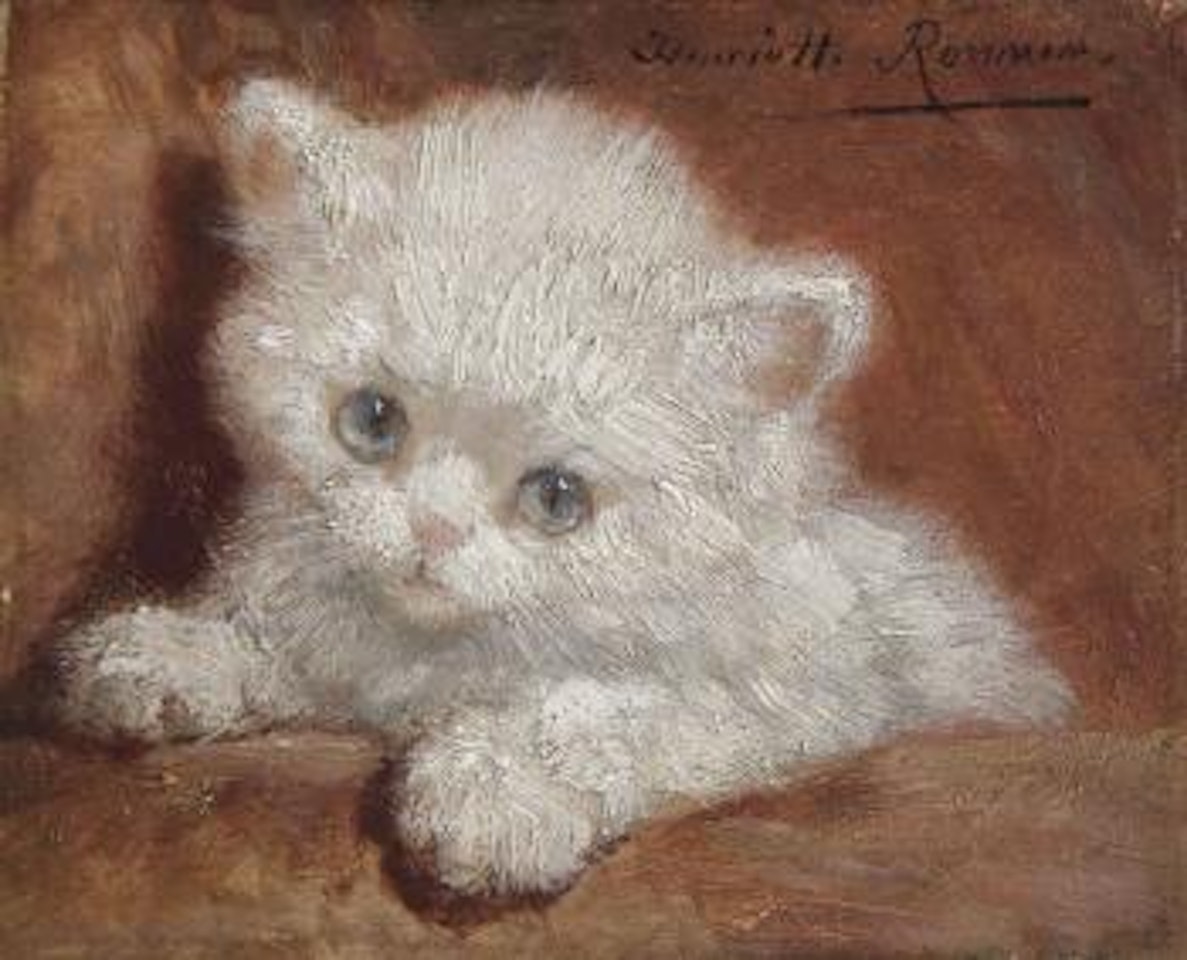 A white kitten by Henriette Ronner-Knip