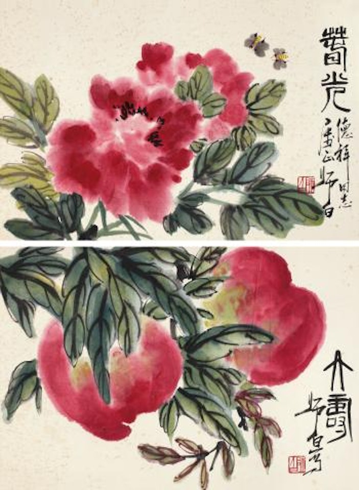 Peony, Peach by Lou Shibai