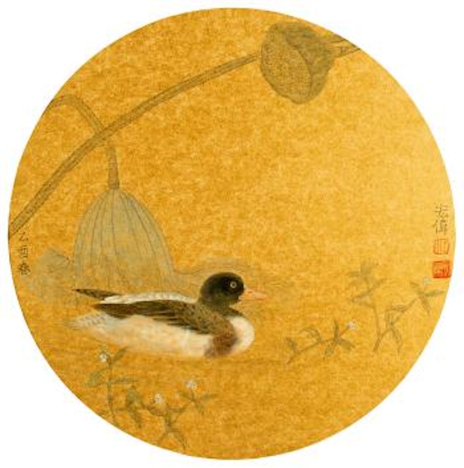 Duck And Lotus Seedpod by Jiang Hongwei