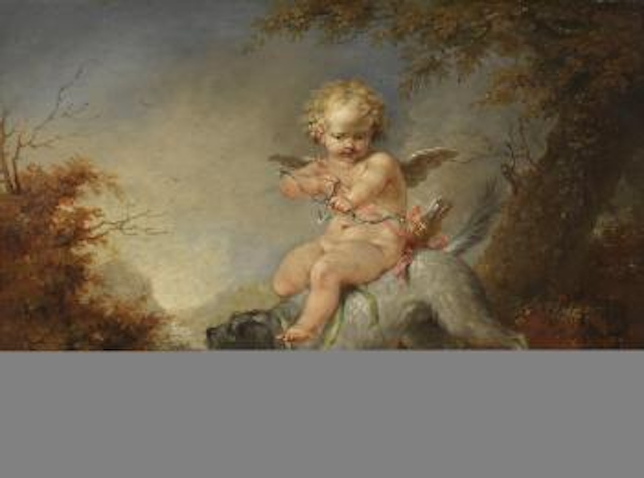 Amor auf einem Hund reitend by Januarius Johann Rasso Zick
