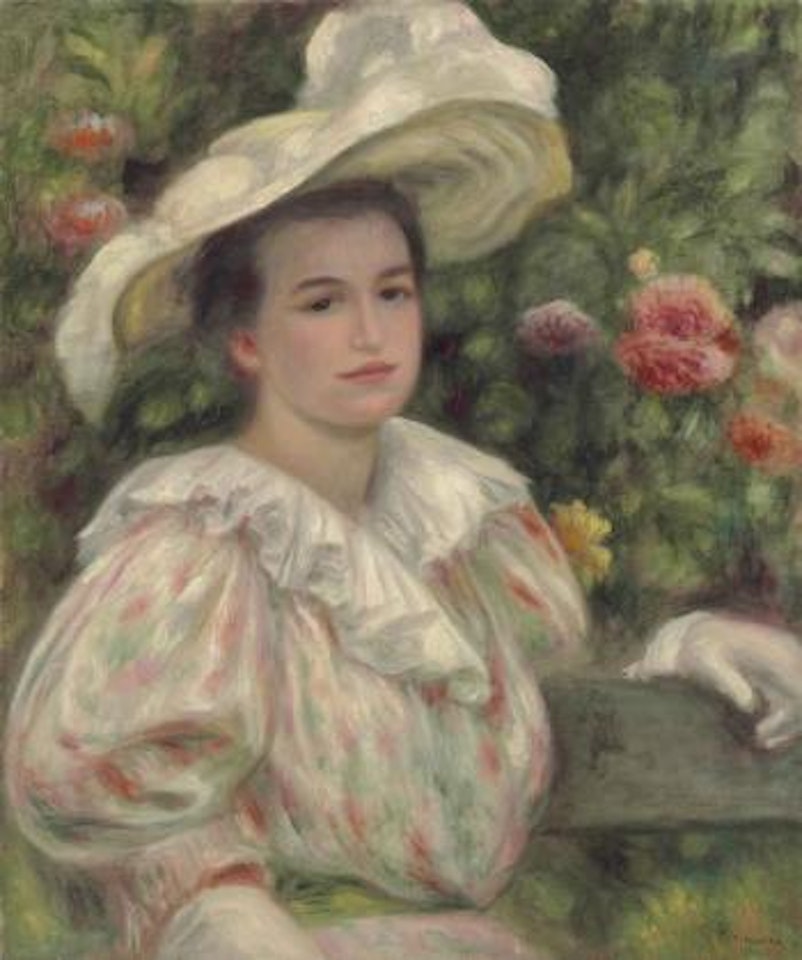 Jeune fille dans les fleurs or Femme au chapeau blanc by Pierre-Auguste Renoir