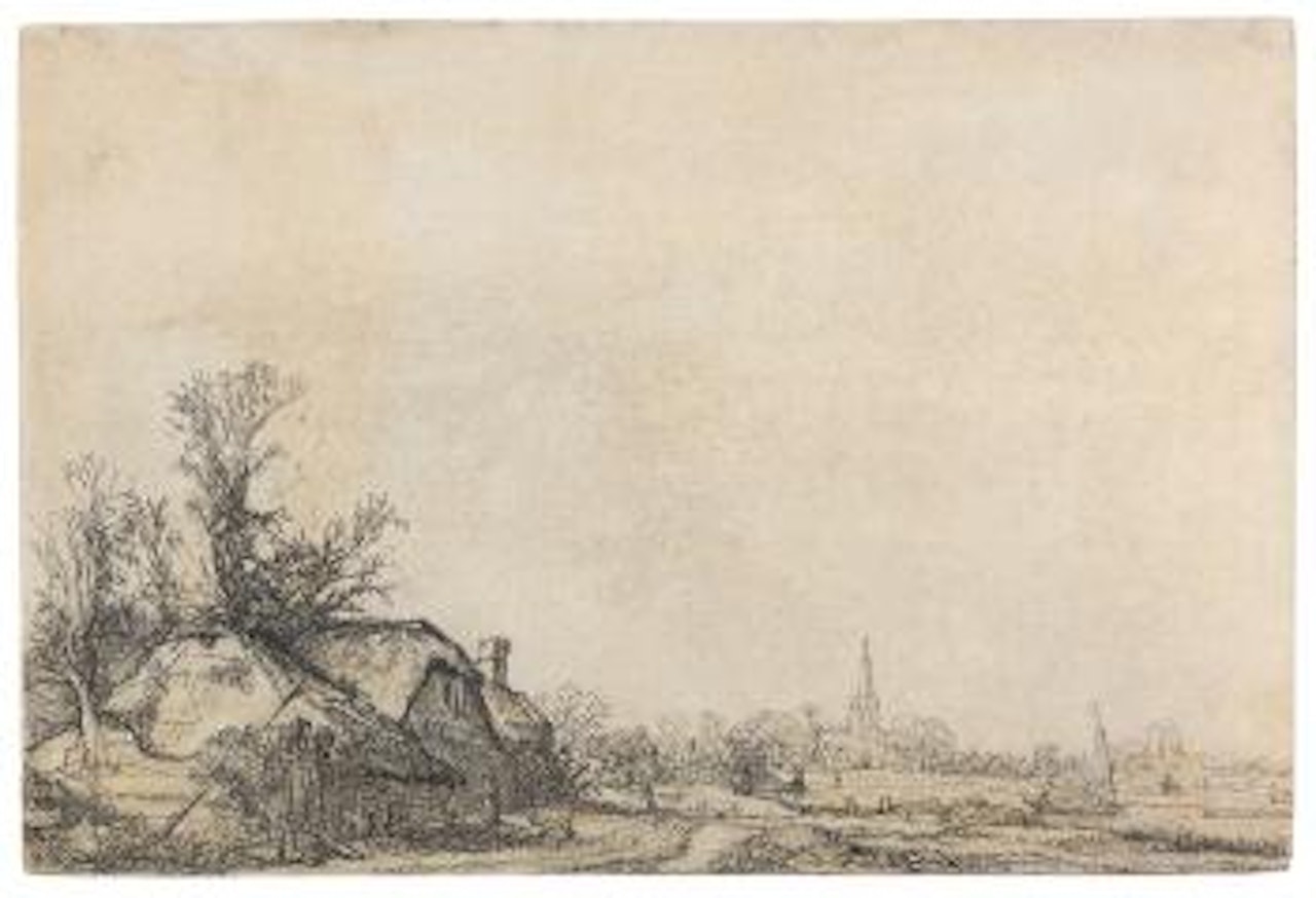 Hütten am Kanal - Ansicht von Diemen bei Amsterdam by Attributed to Rembrandt Harmensz van Rijn