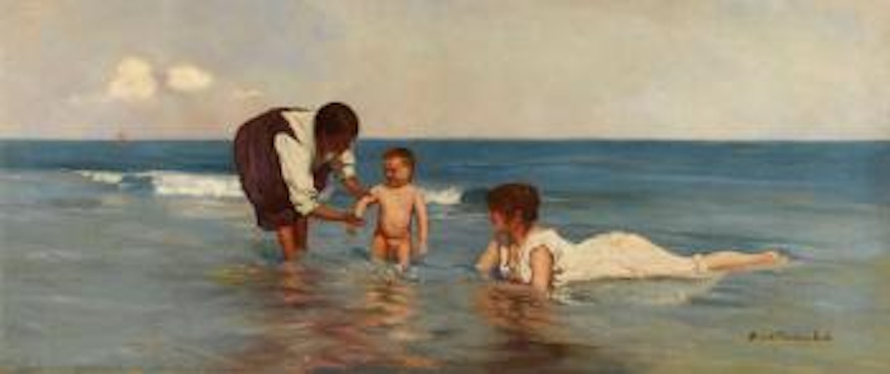 Annunziata Michetti mit Sohn Giorgio und Kindermädchen in Francavilla al Mare by Italian School