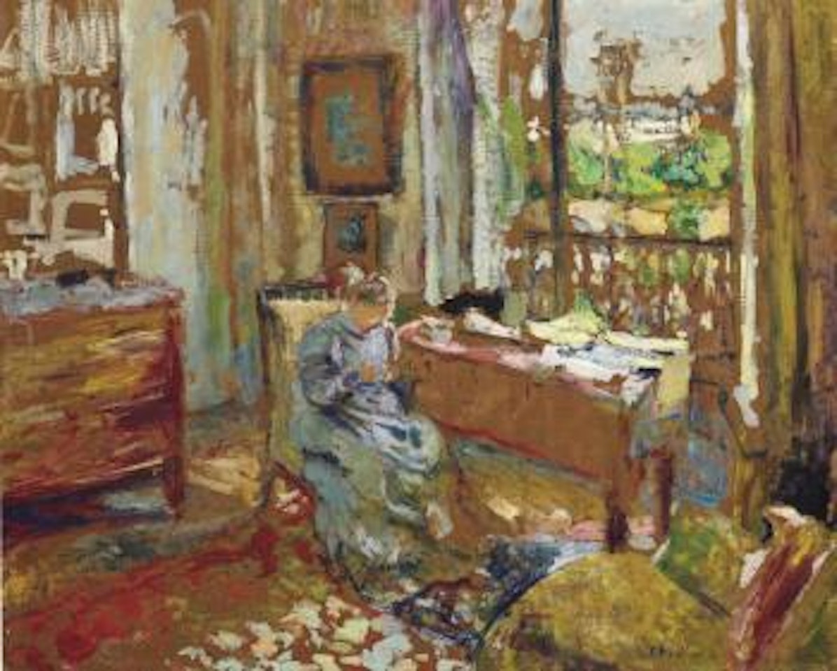 Madame Vuillard cousant rue de la Tour, dit 'L'Echafaudage' by Édouard Vuillard