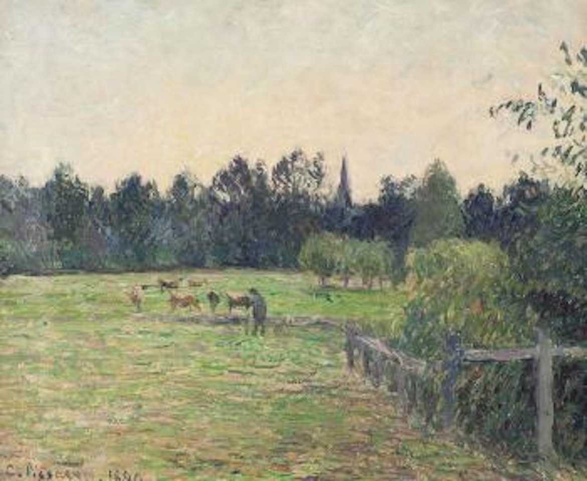 Vacheur dans un pré à Eragny by Camille Pissarro