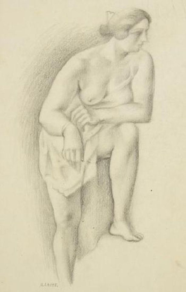 Femme partiellement dénudée, prenant appui sur sa jambe gauche by André Lhote
