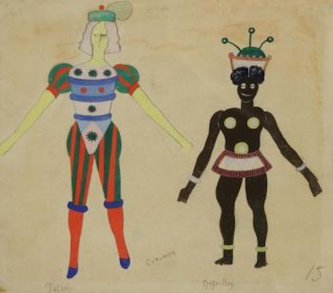 Tabarin et Négrillon - projet de costumes pour La farce du Pont Neuf (Ballet russe de Bolin) by Georges Valmier