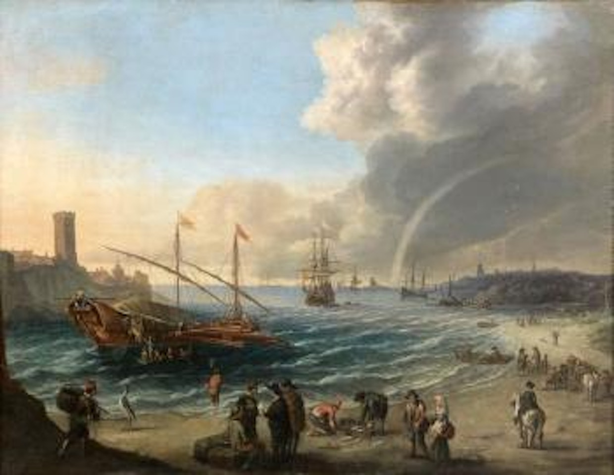 Côte méditerranéenne avec des galères by Cornelis de Wael