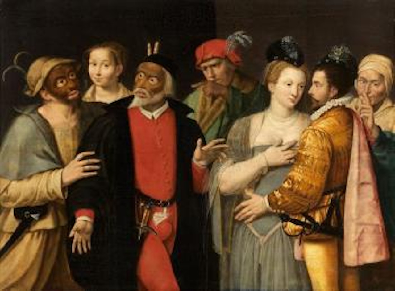 Scène de la commedia dell'arte by French School
