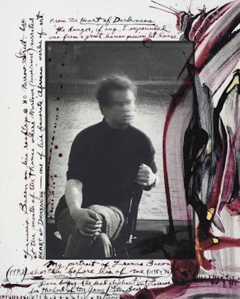 Francis Bacon on his rooftop @ 80 Narrow Street, Lon., done during the dead elephant interviews for the End of the Game by Peter Beard