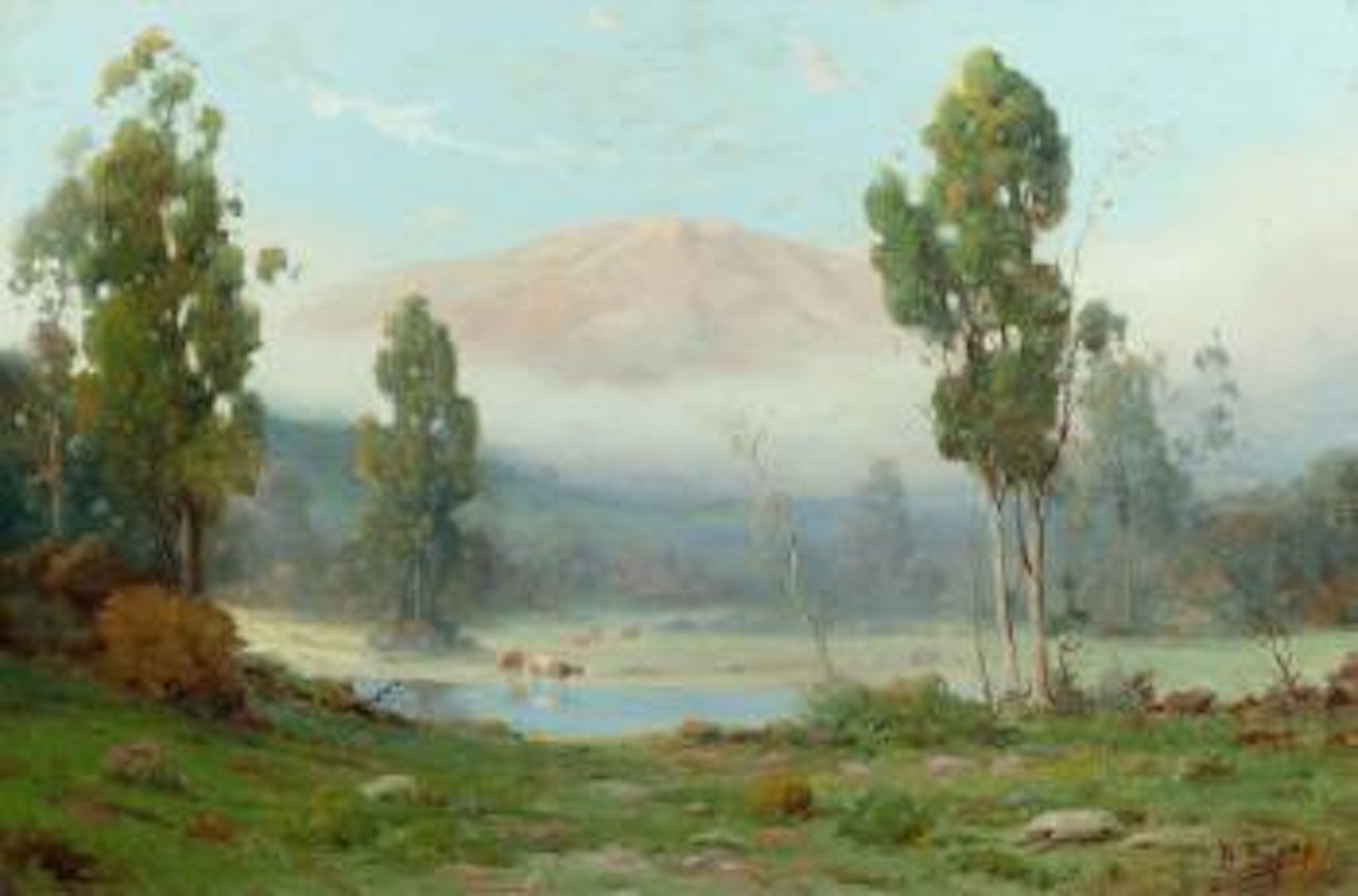 Cattle Watering on a Hazy Morning by Angel Espoy