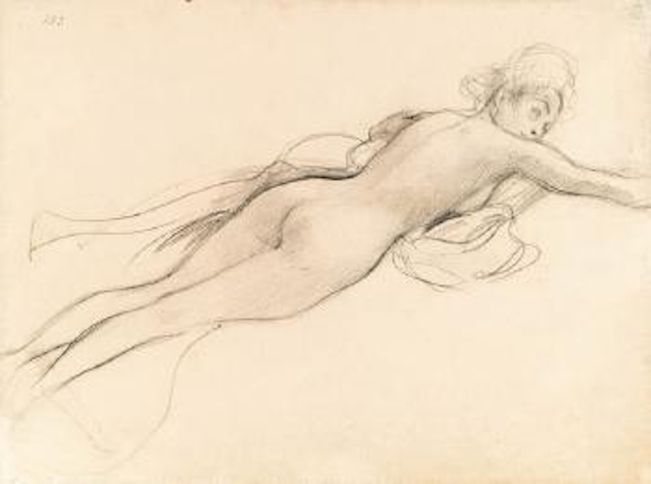 Liegender weiblicher Akt. Liegender männlicher Akt by Gustav Klimt