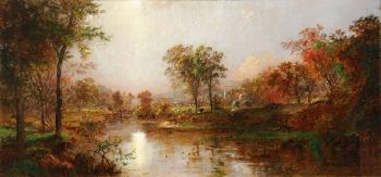 Sunrise River Landscape by Jasper Francis Cropsey