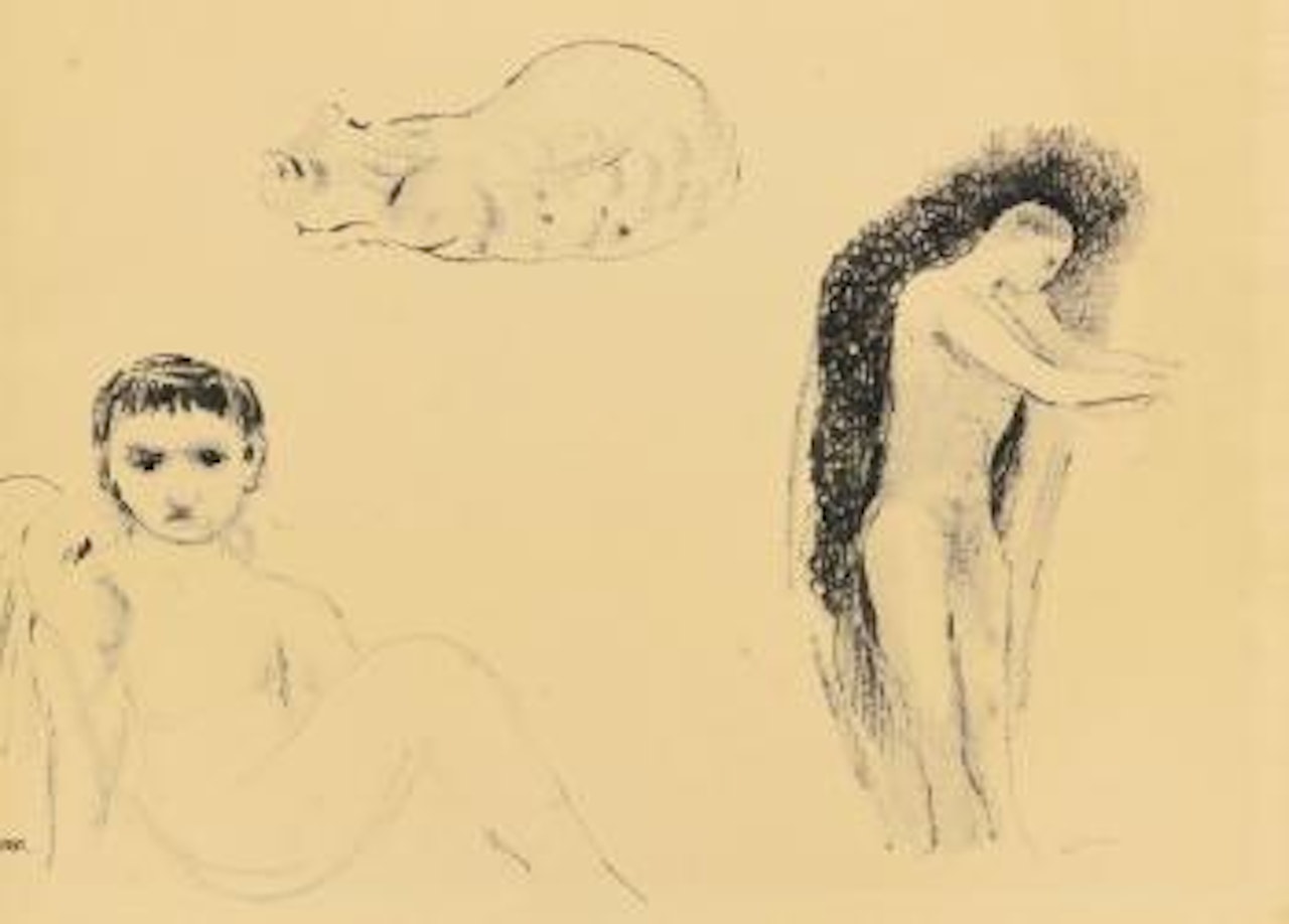 Trois Études: Homme, Enfant, Chat by Odilon Redon