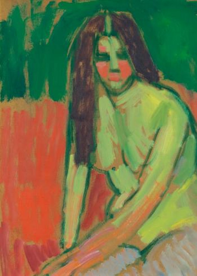 Sitzender Halbakt Geneigt Mit Langen Haaren (Half-nude Figure With Long Hair Sitting Bent) by Alexej von Jawlensky