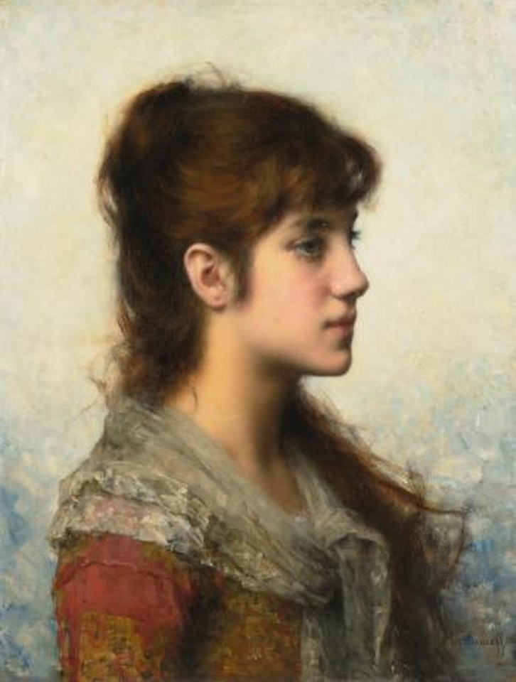 Portrait Of a Young Girl In Profile by Alexei Harlamoff