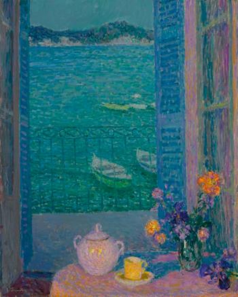 Le Bouquet à La Fenêtre, Villefranche-sur-mer by Henri Le Sidaner