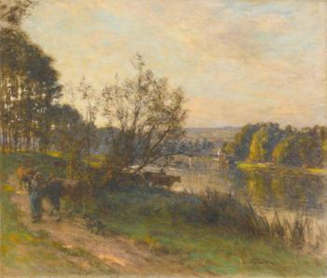 Vaches À La Rivière by Léon Augustin Lhermitte