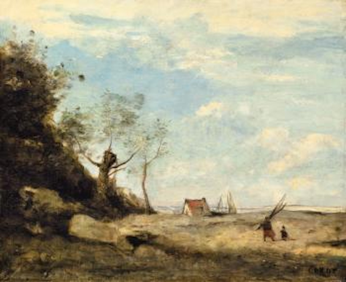 Environs D'étaples, Une Pêcheuse De Crevettes by Jean Baptiste Camille Corot