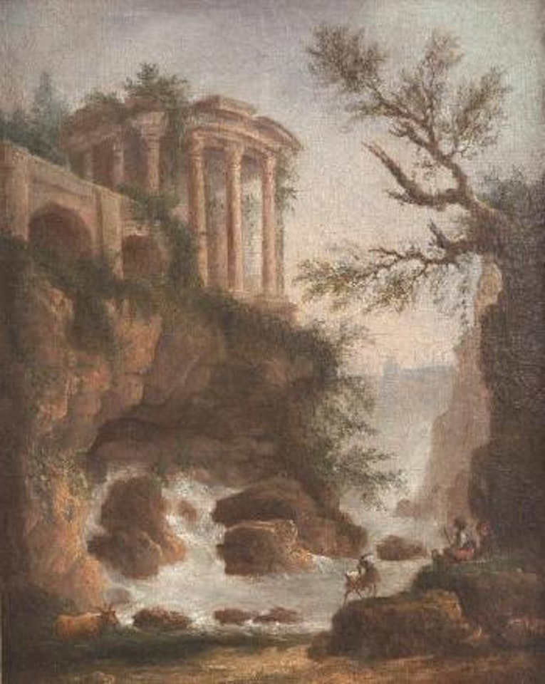 Paysage près de Tivoli avec la vue du temple de la Sibylle by Hubert Robert