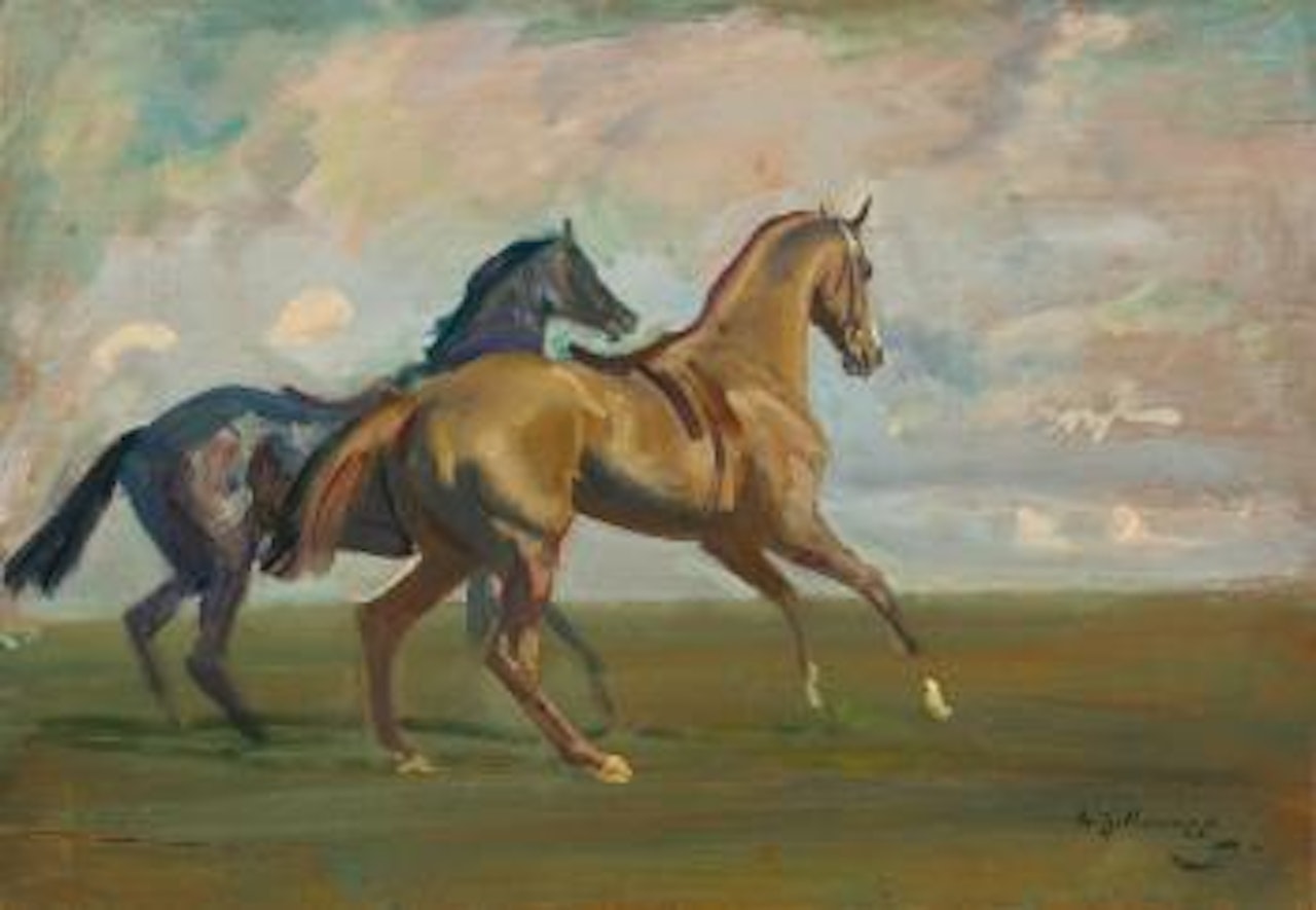 Two Race Horses At The Start by Alfred James Munnings