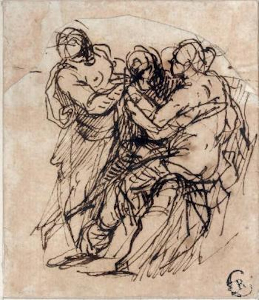 Homme entouré de deux femmes dénudées: Loth et ses filles? by Salvator Rosa