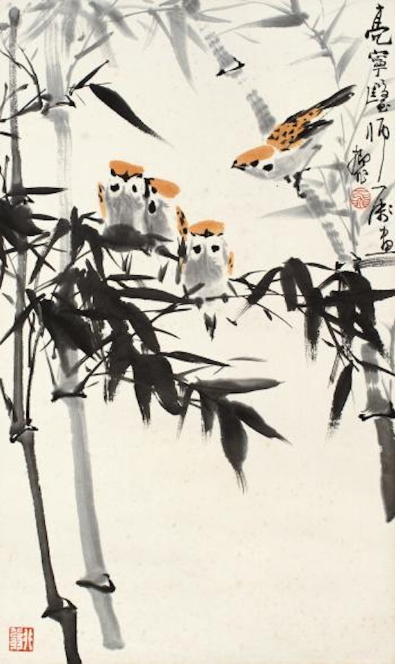 Bamboo And Sparrow by Lu Yifei
