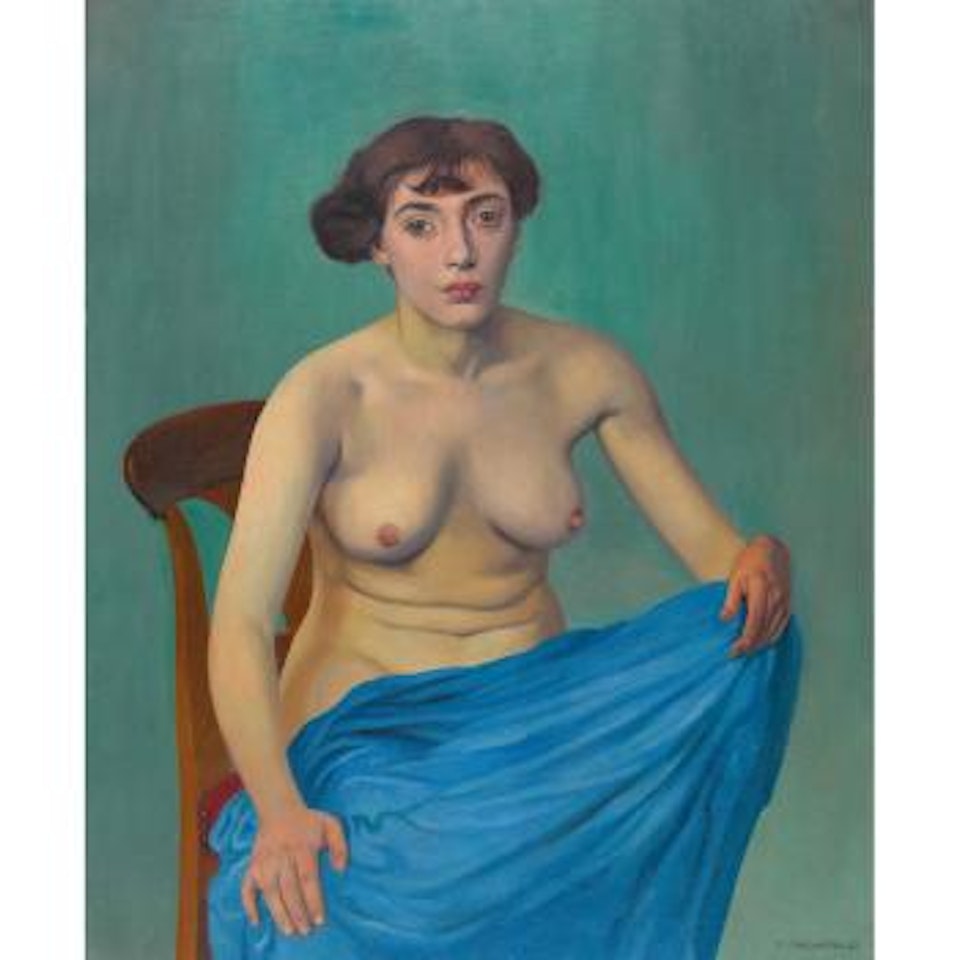 Torse à l'étoffe bleue. by Félix Vallotton