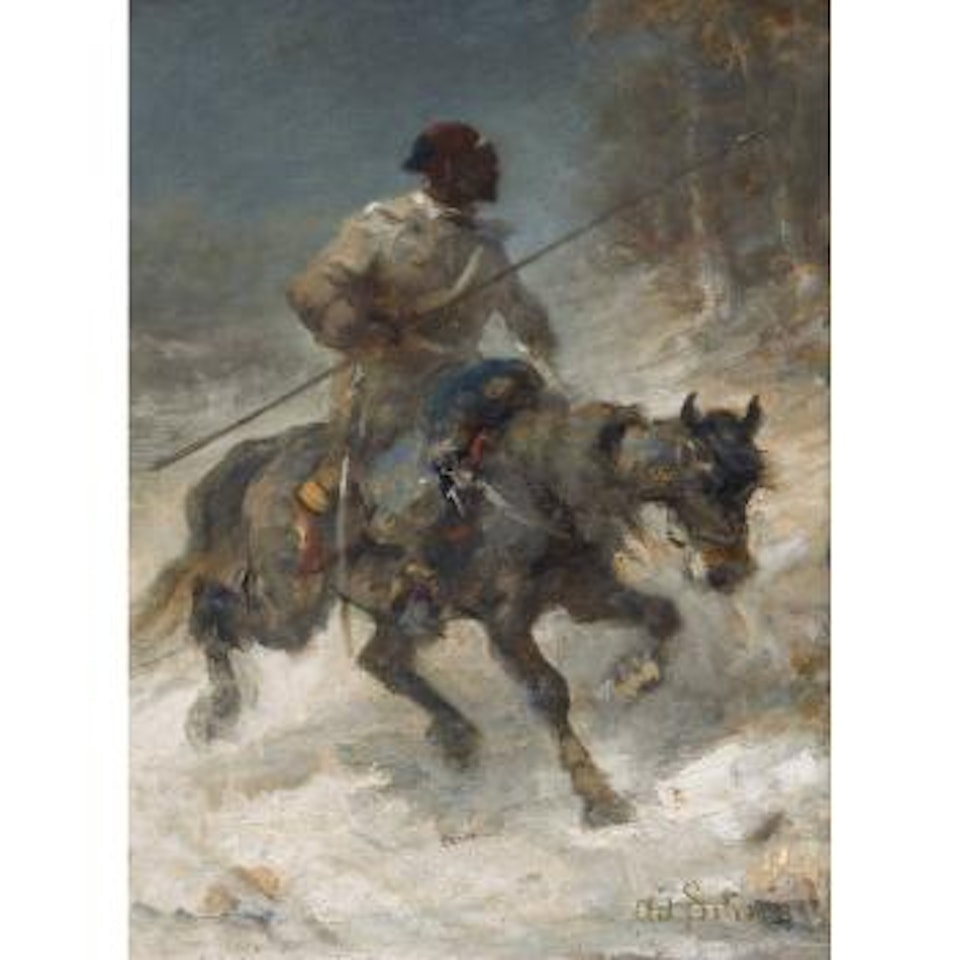 Reiter im Schnee. by Adolf Schreyer