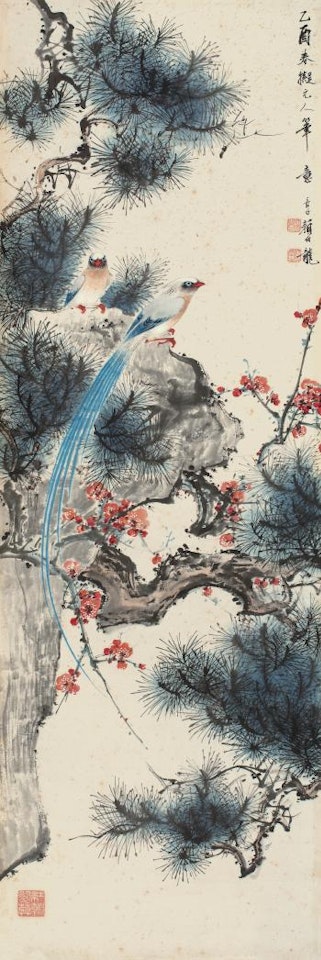 Pine, Plum And Throstles by Yan Bolong