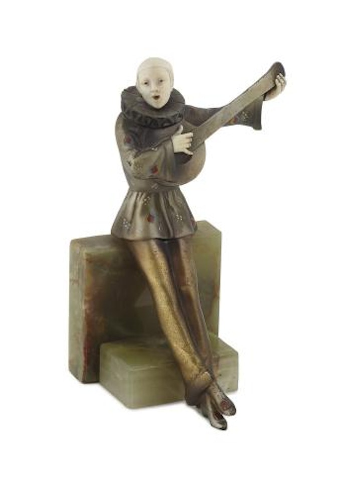 Pierrot modelled playing a lute by Josef Lorenzl