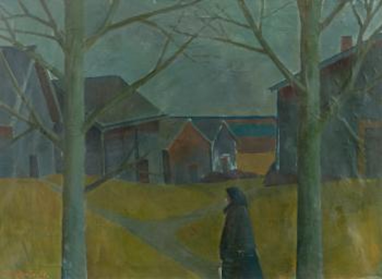 Woman on the courtyard by Veikko Vionoja