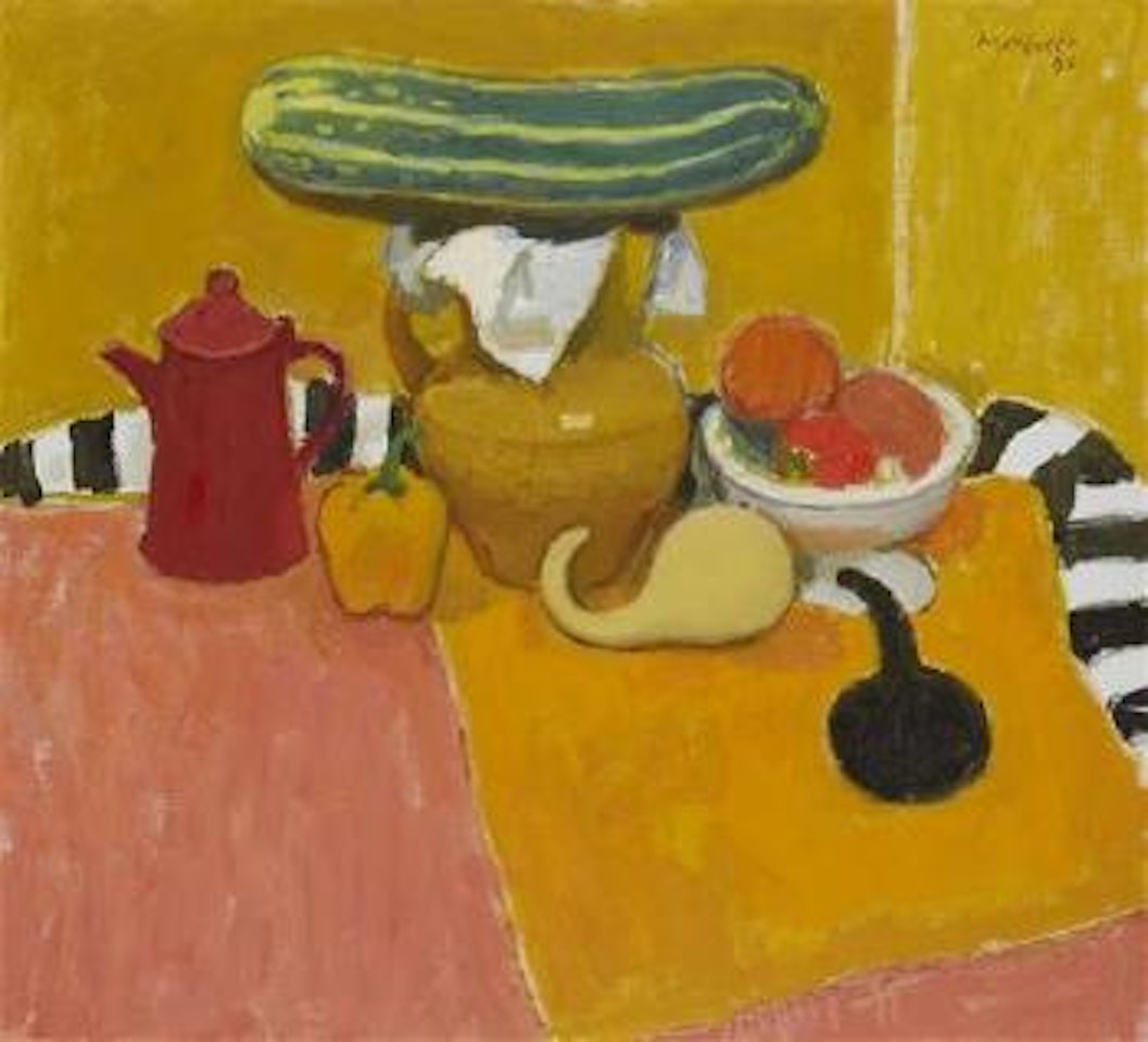 Still life with marrows and gourds by Alberto Morrocco