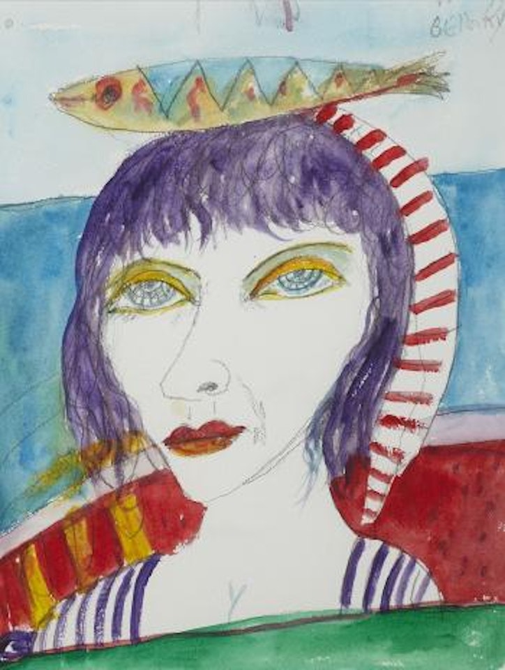 Fish wife with purple hair by John Bellany