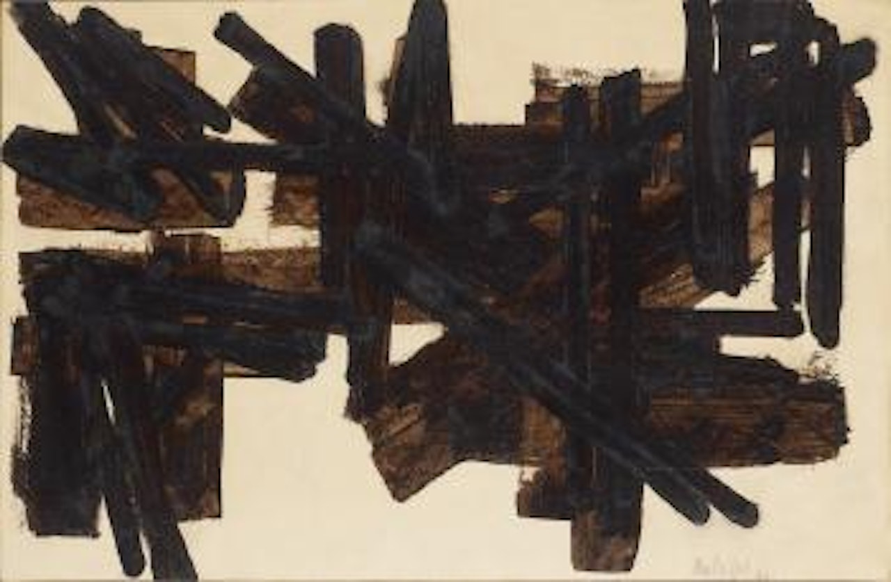 Brou de noix sur papier by Pierre Soulages