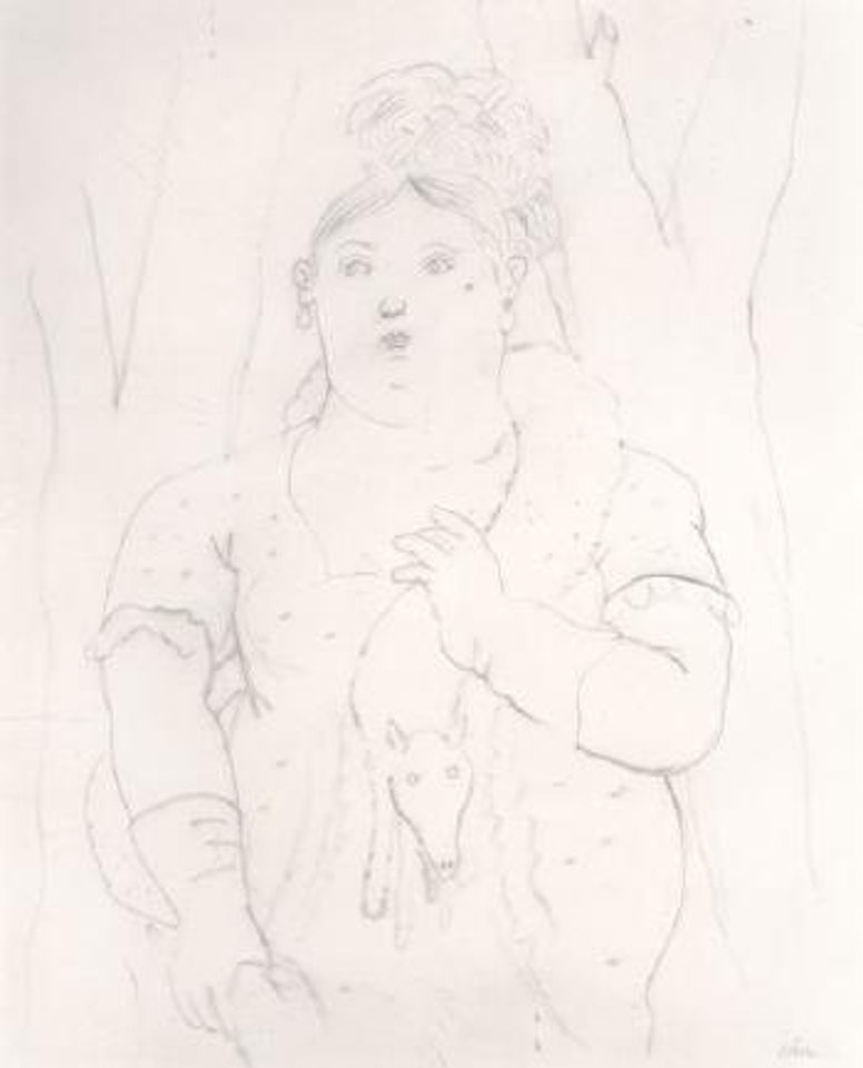 Woman with a Fox Scarf by Fernando Botero