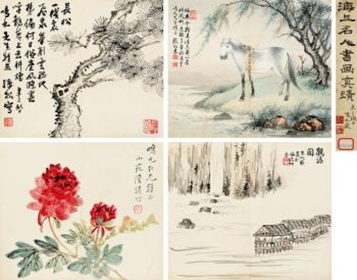 Pine, Horse, Flowers and Landscape by Tang Yun by Wu Hufan