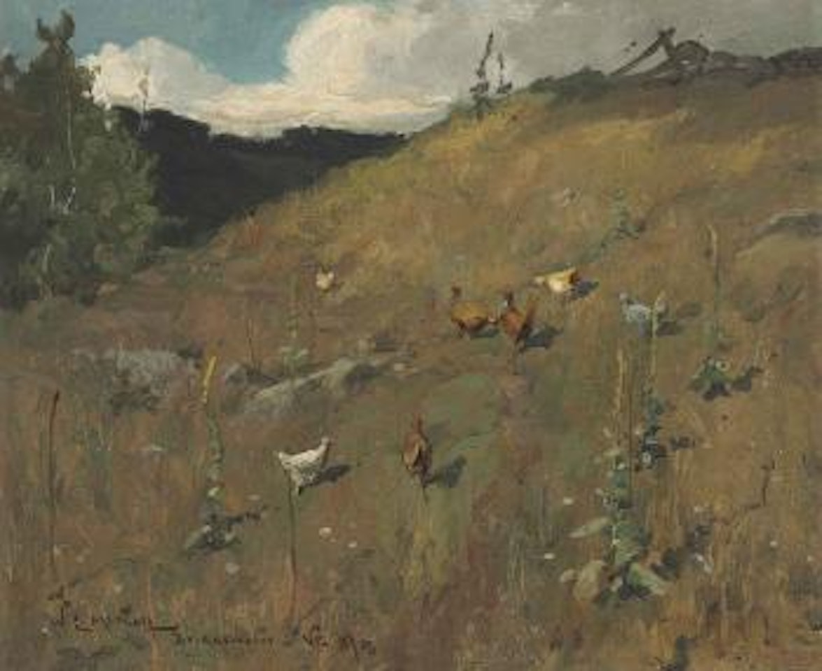 Landscape with Chickens by Willard Leroy Metcalf