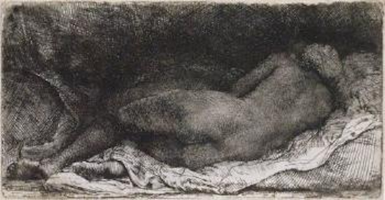 Negress lying down by Attributed to Rembrandt Harmensz van Rijn